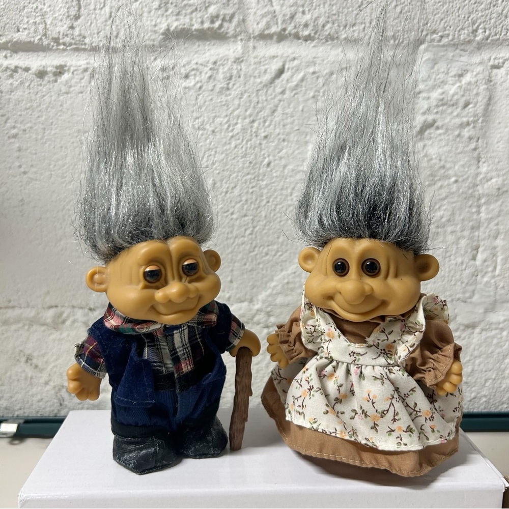 Russ Troll Lot of 2 Grandparent Figures Early 90s VTG Grandpa Grandma - Picture 3 of 7